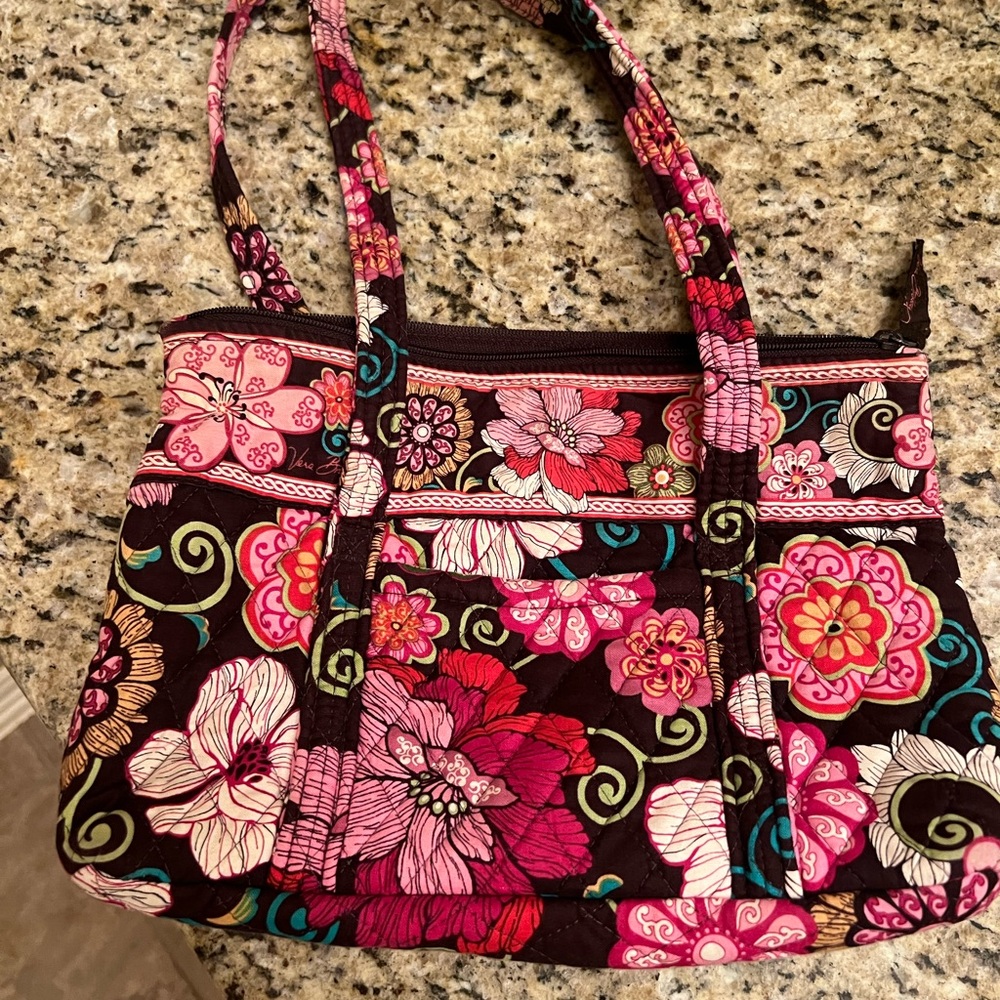 Vera Bradley Pink and Brown Shoulder Bag with Floral Design